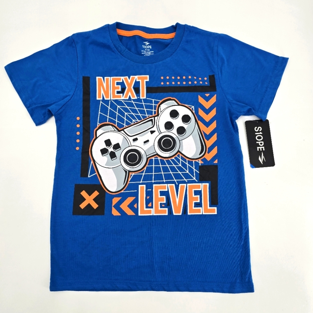 S10PE Blue Graphic Tee with Game Controller Design Size 8/10 NWT